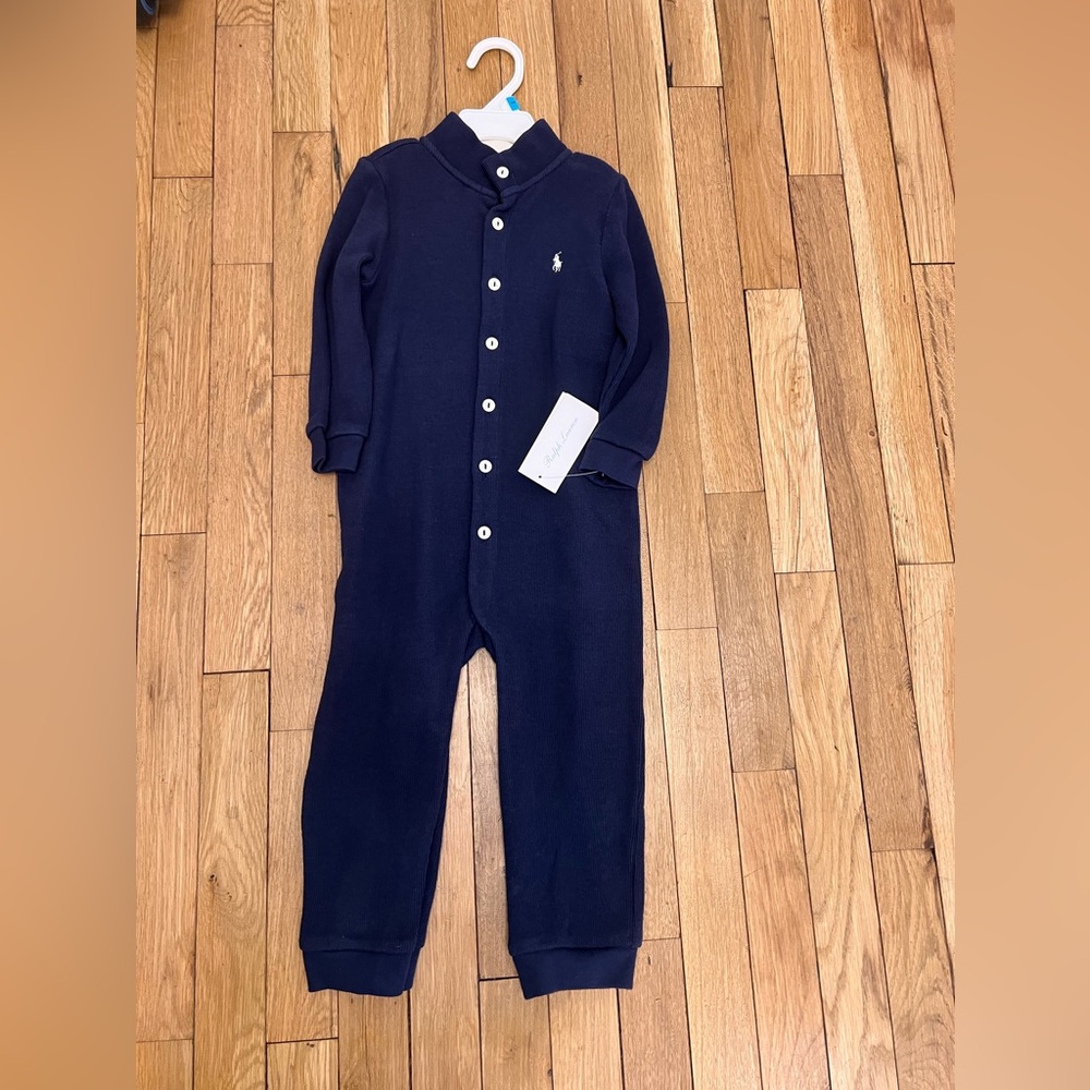 Ralph Lauren Baby Boy Navy Knit Coverall
